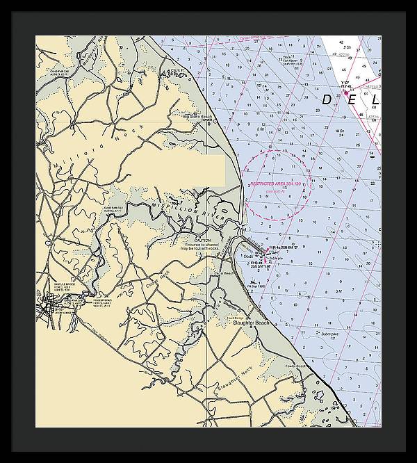 Mispillion River-delaware Nautical Chart - Framed Print