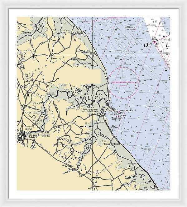 Mispillion River-delaware Nautical Chart - Framed Print