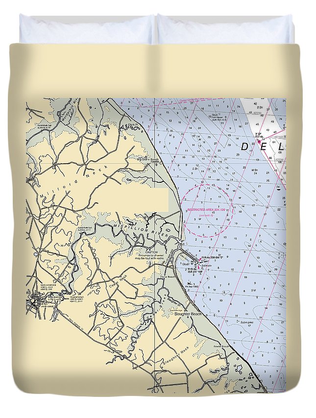 Mispillion River-delaware Nautical Chart - Duvet Cover
