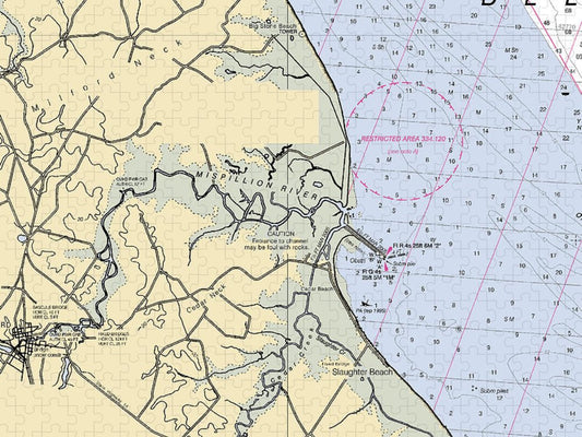 Mispillion River Delaware Nautical Chart Puzzle
