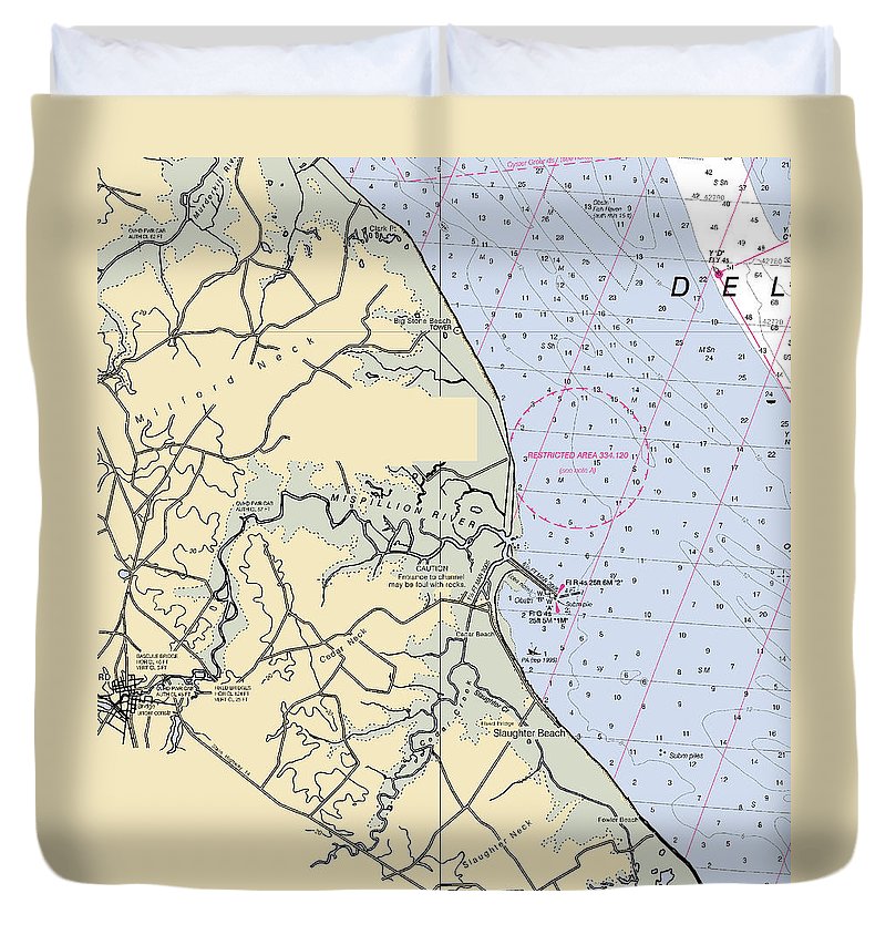 Mispillion River Delaware Nautical Chart Duvet Cover