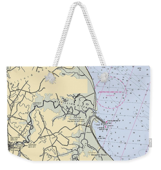 Mispillion River-delaware Nautical Chart - Weekender Tote Bag