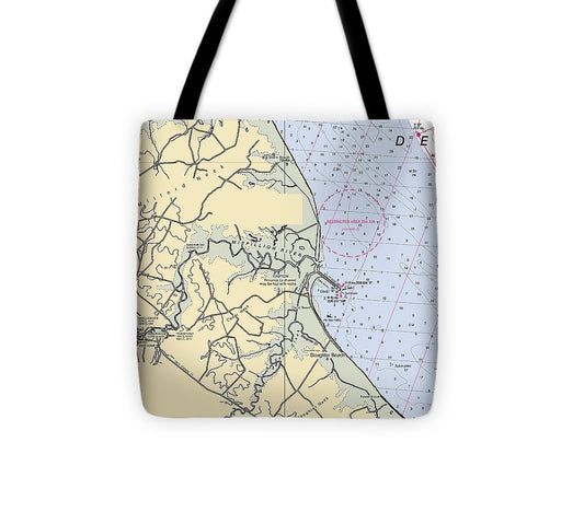 Mispillion River Delaware Nautical Chart Tote Bag