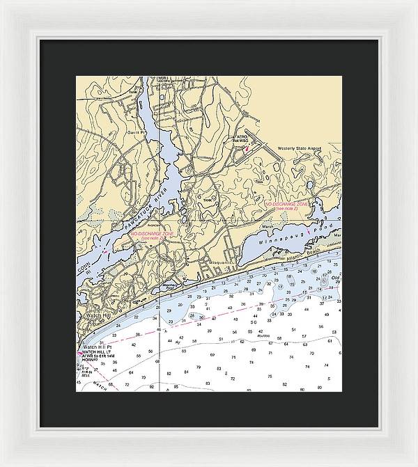 Misquamicut-rhode Island Nautical Chart - Framed Print