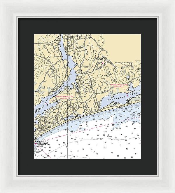 Misquamicut-rhode Island Nautical Chart - Framed Print