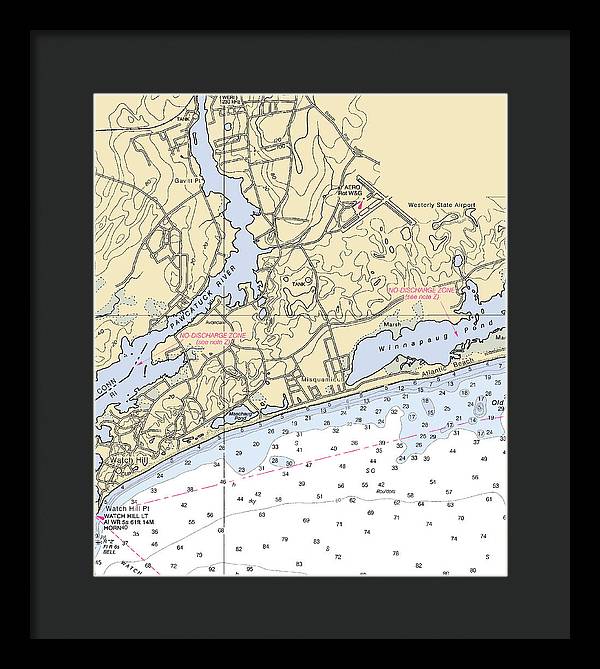 Misquamicut-rhode Island Nautical Chart - Framed Print