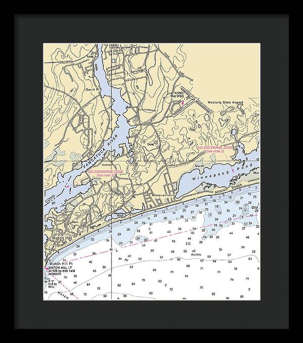 Misquamicut-rhode Island Nautical Chart - Framed Print