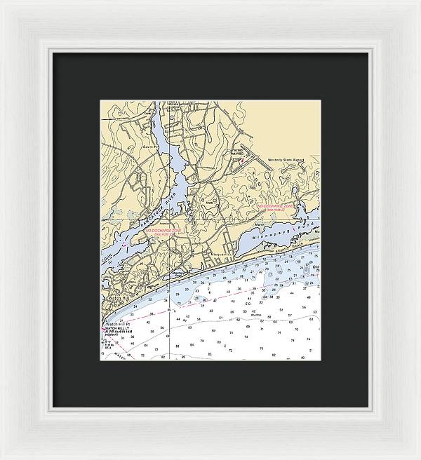 Misquamicut-rhode Island Nautical Chart - Framed Print