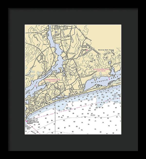 Misquamicut-rhode Island Nautical Chart - Framed Print