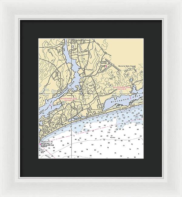 Misquamicut-rhode Island Nautical Chart - Framed Print