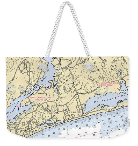 Misquamicut-rhode Island Nautical Chart - Weekender Tote Bag