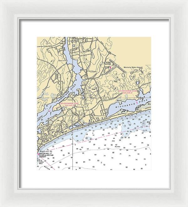 Misquamicut-rhode Island Nautical Chart - Framed Print