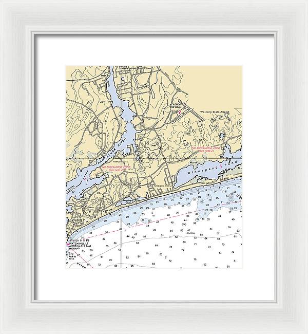 Misquamicut-rhode Island Nautical Chart - Framed Print