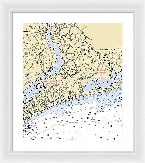 Misquamicut-rhode Island Nautical Chart - Framed Print