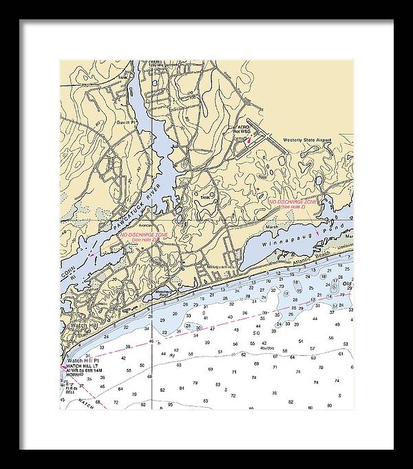 Misquamicut-rhode Island Nautical Chart - Framed Print