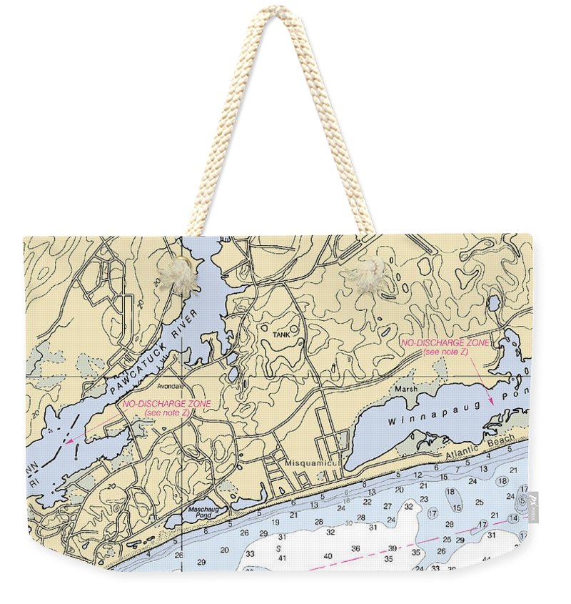 Misquamicut-rhode Island Nautical Chart - Weekender Tote Bag