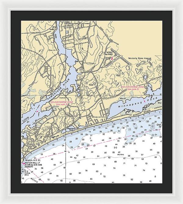 Misquamicut-rhode Island Nautical Chart - Framed Print