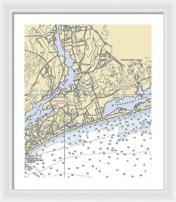 Misquamicut-rhode Island Nautical Chart - Framed Print