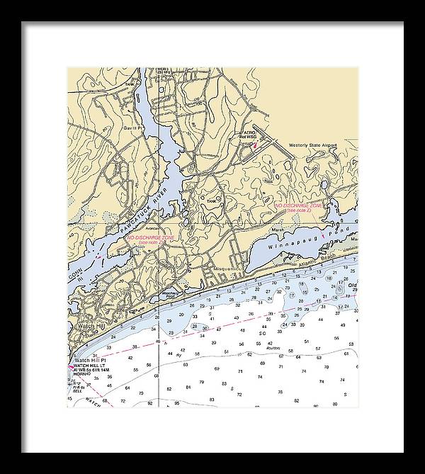 Misquamicut-rhode Island Nautical Chart - Framed Print