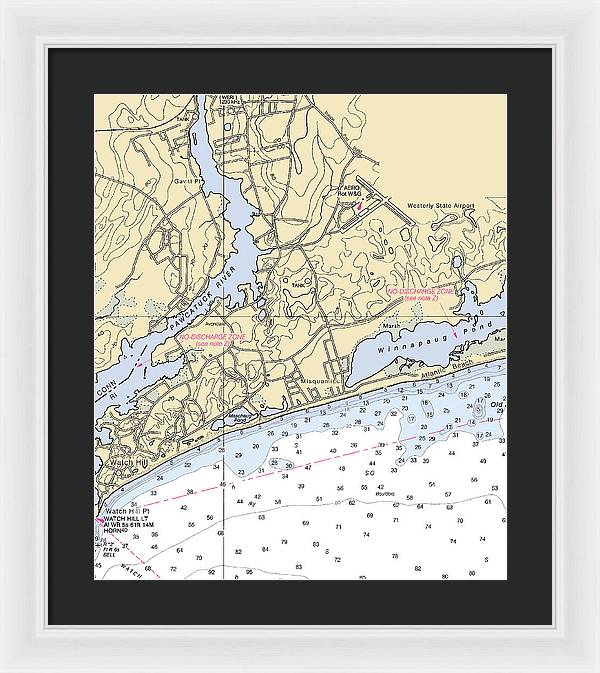 Misquamicut-rhode Island Nautical Chart - Framed Print