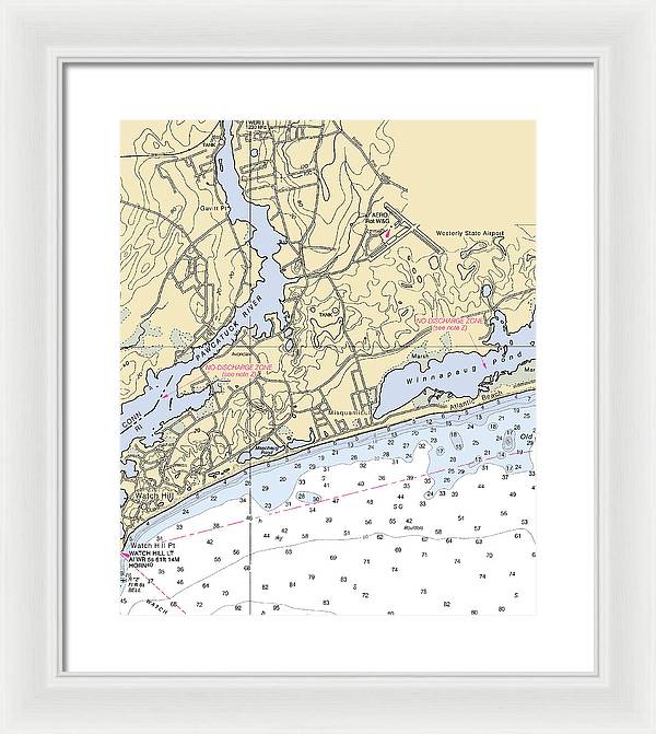 Misquamicut-rhode Island Nautical Chart - Framed Print