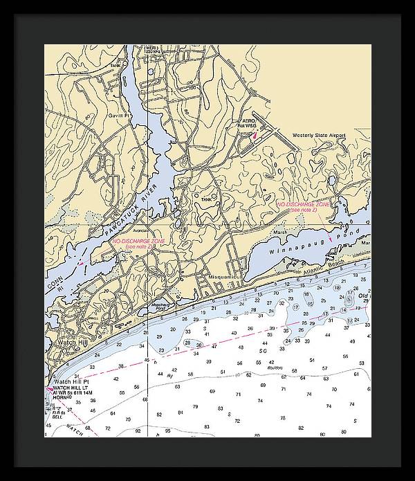 Misquamicut-rhode Island Nautical Chart - Framed Print