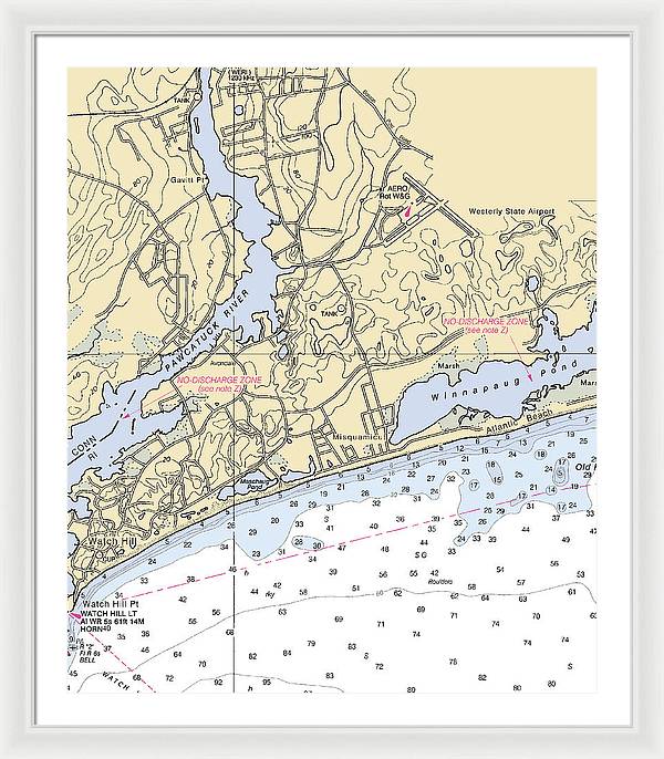 Misquamicut-rhode Island Nautical Chart - Framed Print