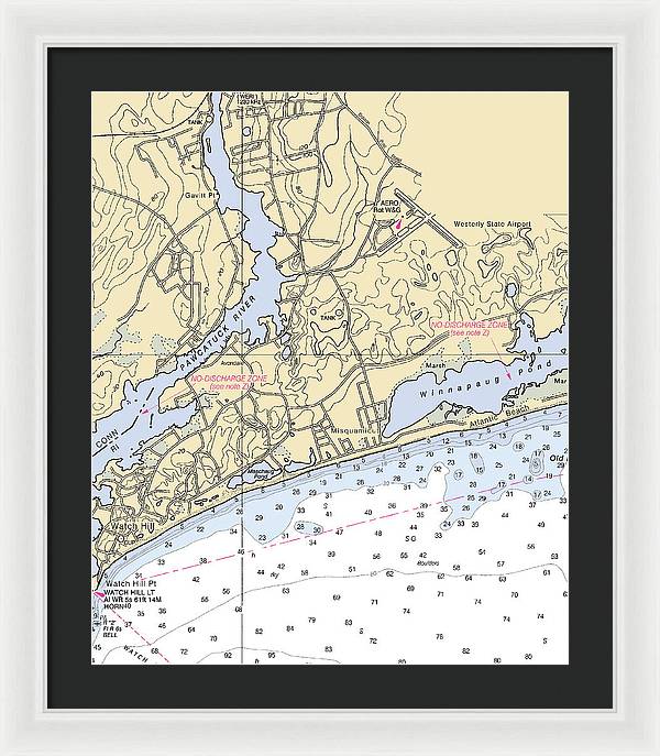 Misquamicut-rhode Island Nautical Chart - Framed Print