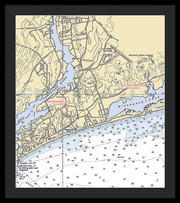 Misquamicut-rhode Island Nautical Chart - Framed Print