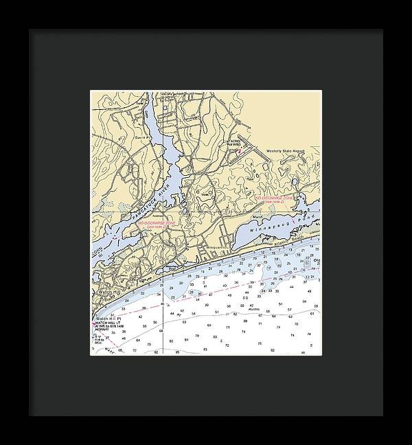 Misquamicut-rhode Island Nautical Chart - Framed Print