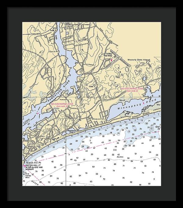 Misquamicut-rhode Island Nautical Chart - Framed Print