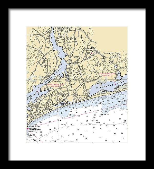 Misquamicut-rhode Island Nautical Chart - Framed Print