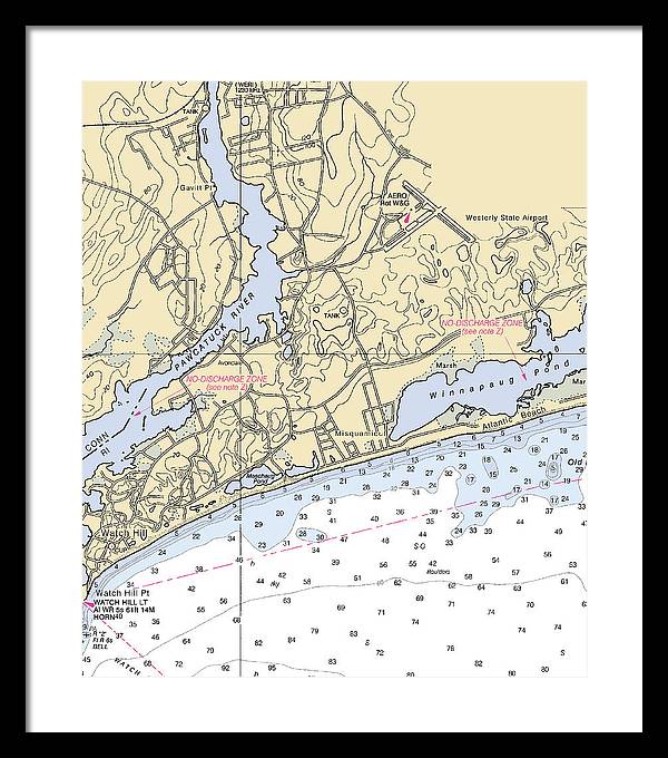 Misquamicut-rhode Island Nautical Chart - Framed Print