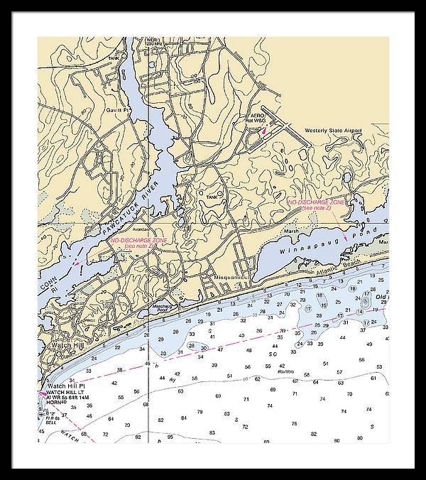 Misquamicut-rhode Island Nautical Chart - Framed Print