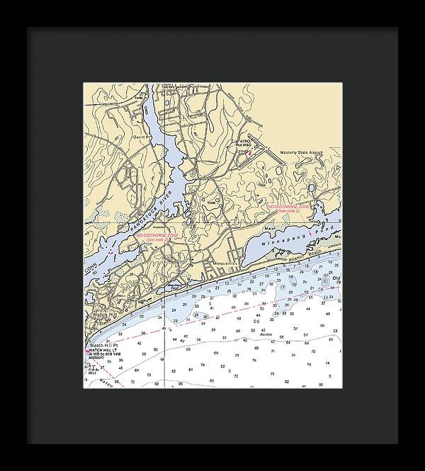 Misquamicut-rhode Island Nautical Chart - Framed Print