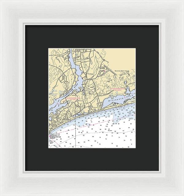 Misquamicut-rhode Island Nautical Chart - Framed Print