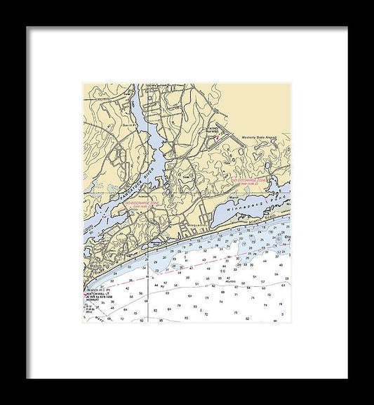 A beuatiful Framed Print of the Misquamicut-Rhode Island Nautical Chart by SeaKoast