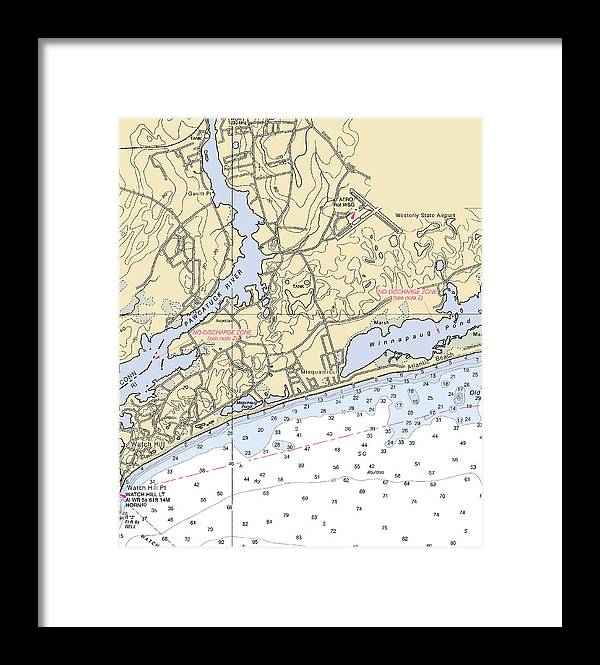 Misquamicut-rhode Island Nautical Chart - Framed Print