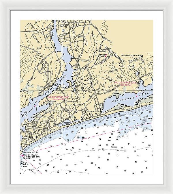 Misquamicut-rhode Island Nautical Chart - Framed Print