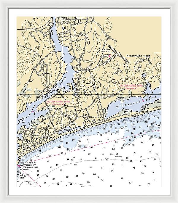 Misquamicut-rhode Island Nautical Chart - Framed Print