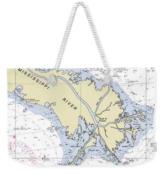 Mississippi Delta Louisiana Nautical Chart - Weekender Tote Bag