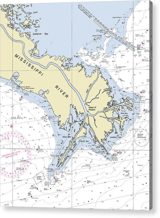 Mississippi Delta Louisiana Nautical Chart  Acrylic Print