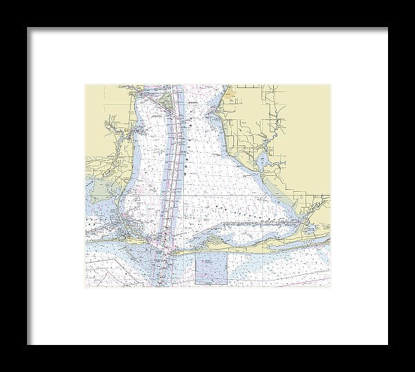 Mobile Alabama Lower Bay Nautical Chart - Framed Print