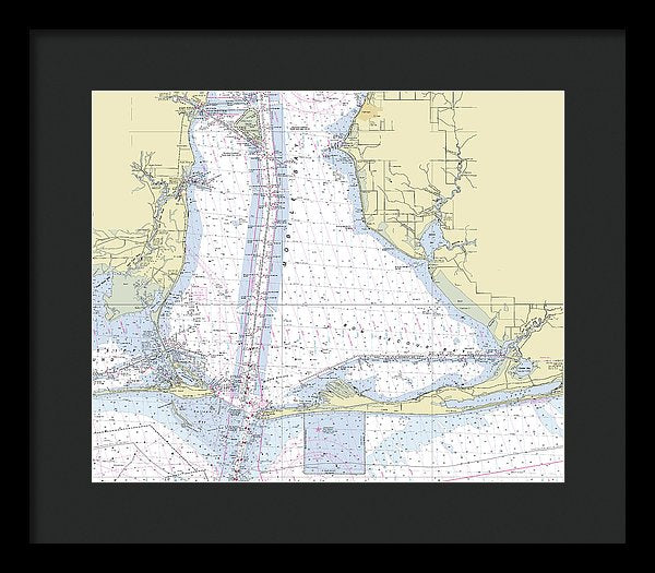 Mobile Alabama Lower Bay Nautical Chart - Framed Print