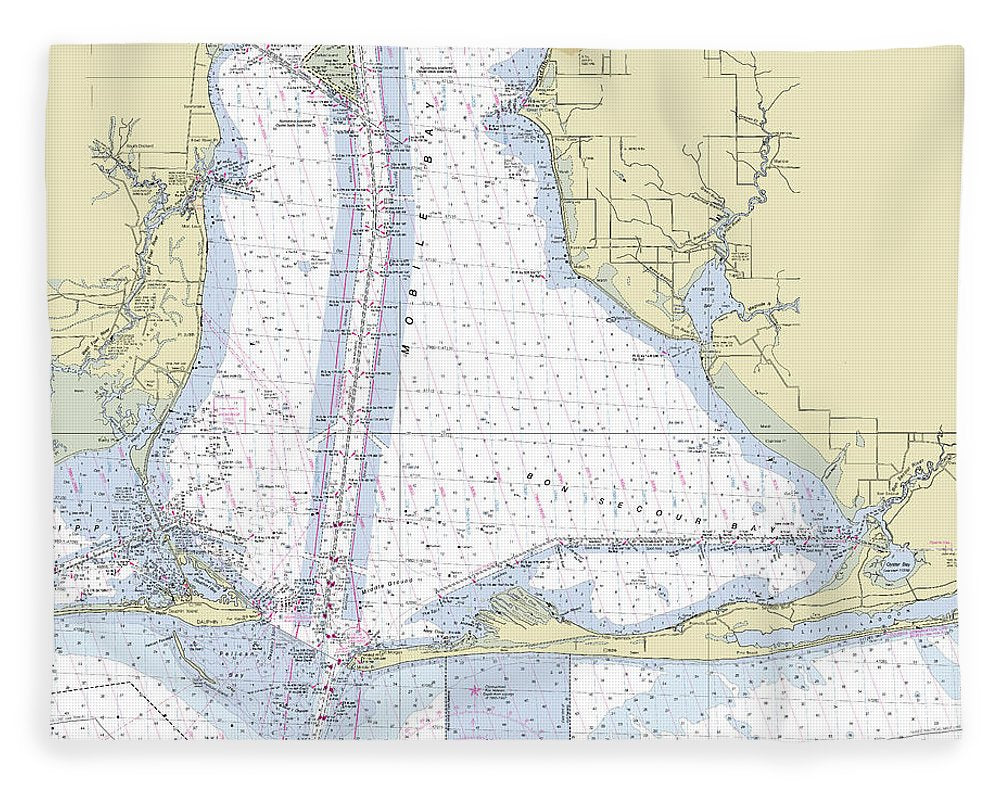 Mobile Alabama Lower Bay Nautical Chart - Blanket