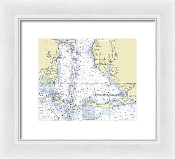 Mobile Alabama Lower Bay Nautical Chart - Framed Print