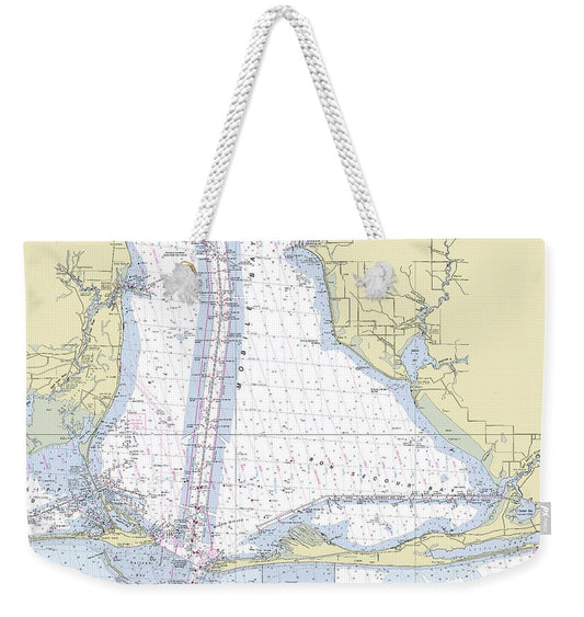 Mobile Alabama Lower Bay Nautical Chart - Weekender Tote Bag