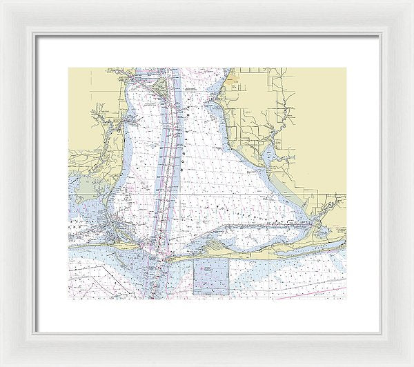 Mobile Alabama Lower Bay Nautical Chart - Framed Print