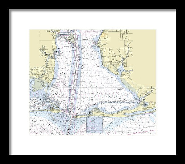 Mobile Alabama Lower Bay Nautical Chart - Framed Print