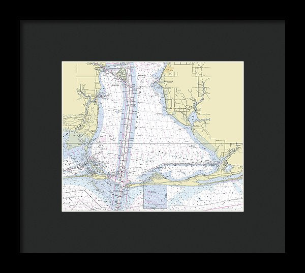 Mobile Alabama Lower Bay Nautical Chart - Framed Print